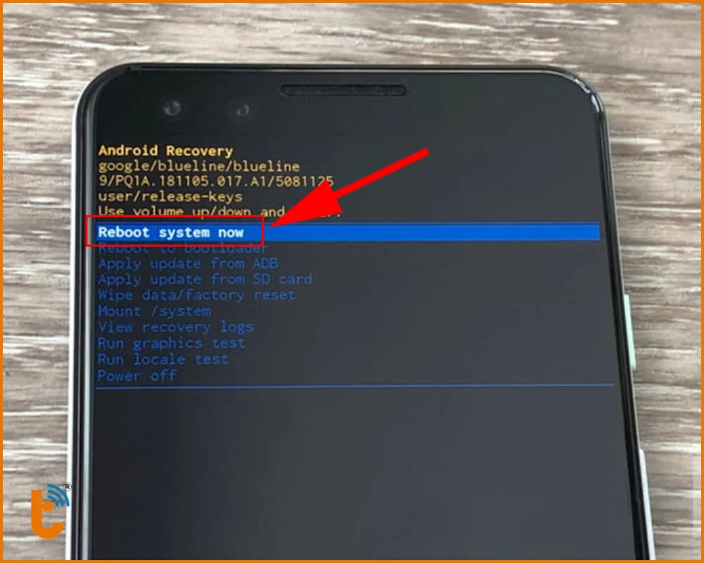 Chờ quá trình xóa hoàn tất, chọn Reboot system now