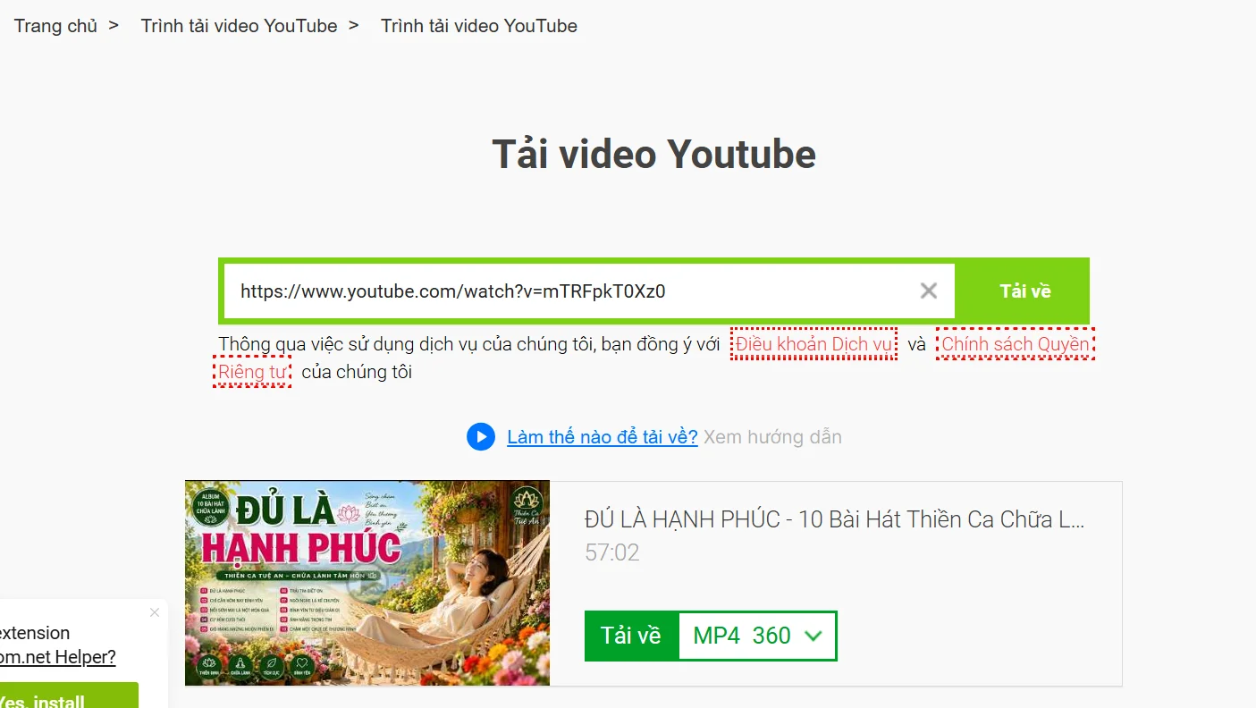 Tải video youtube
