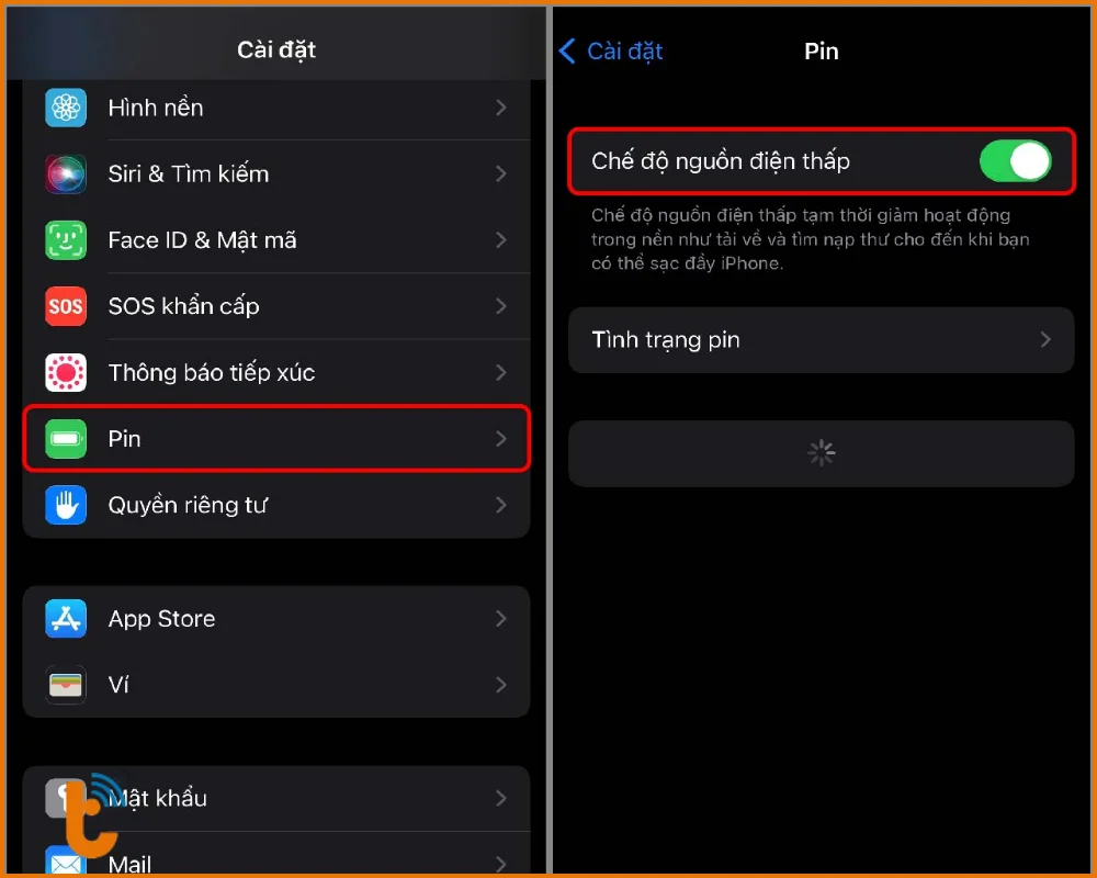 Bật Chế độ nguồn điện thấp khi pin chạm mốc 20%