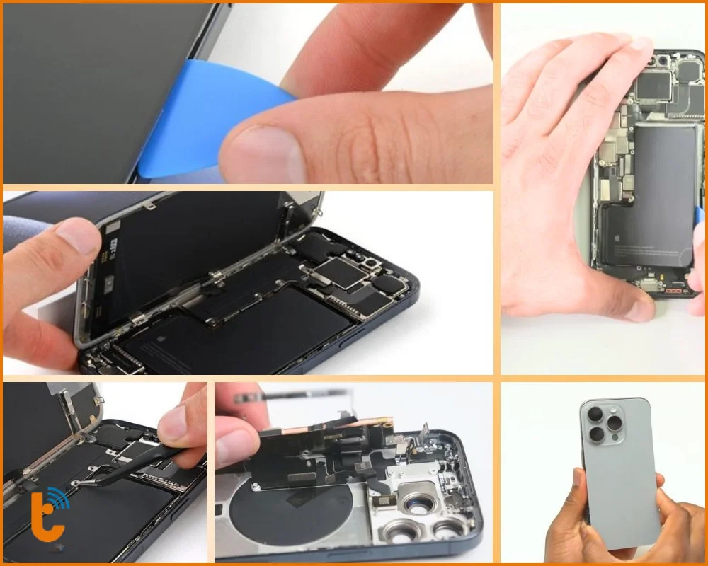 Các bước tháo linh kiện iPhone 15 Pro Max để thay vỏ mới