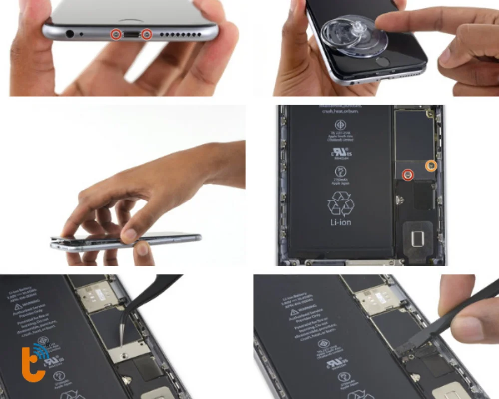Các bước tháo pin iPhone 6S Plus