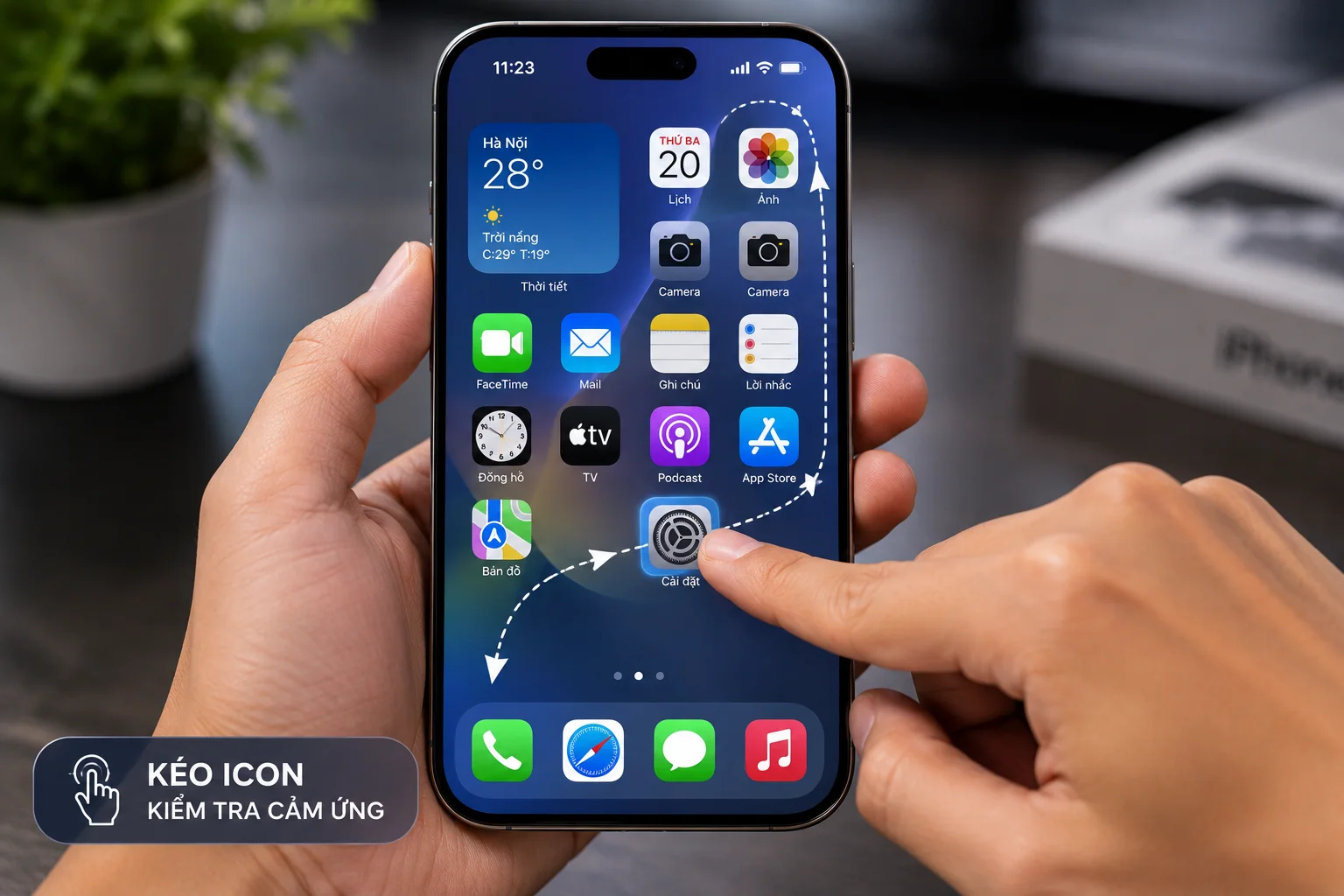 Kéo Icon kiểm tra cảm ứng