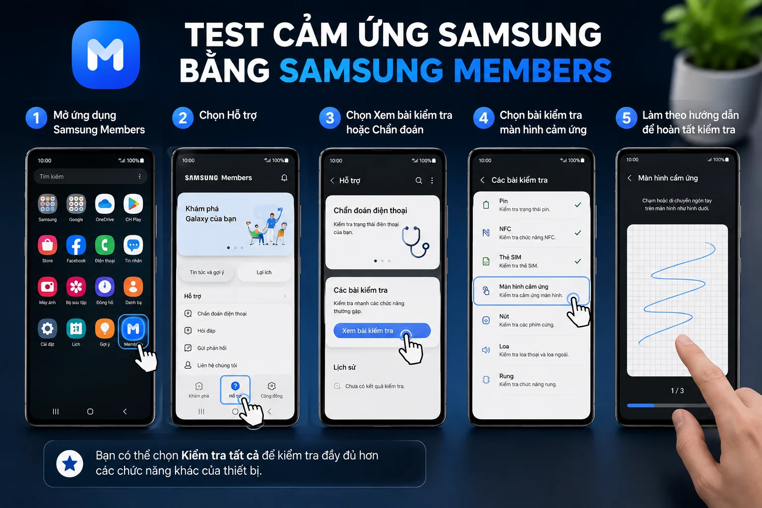 Test máy bằng Samsung Members