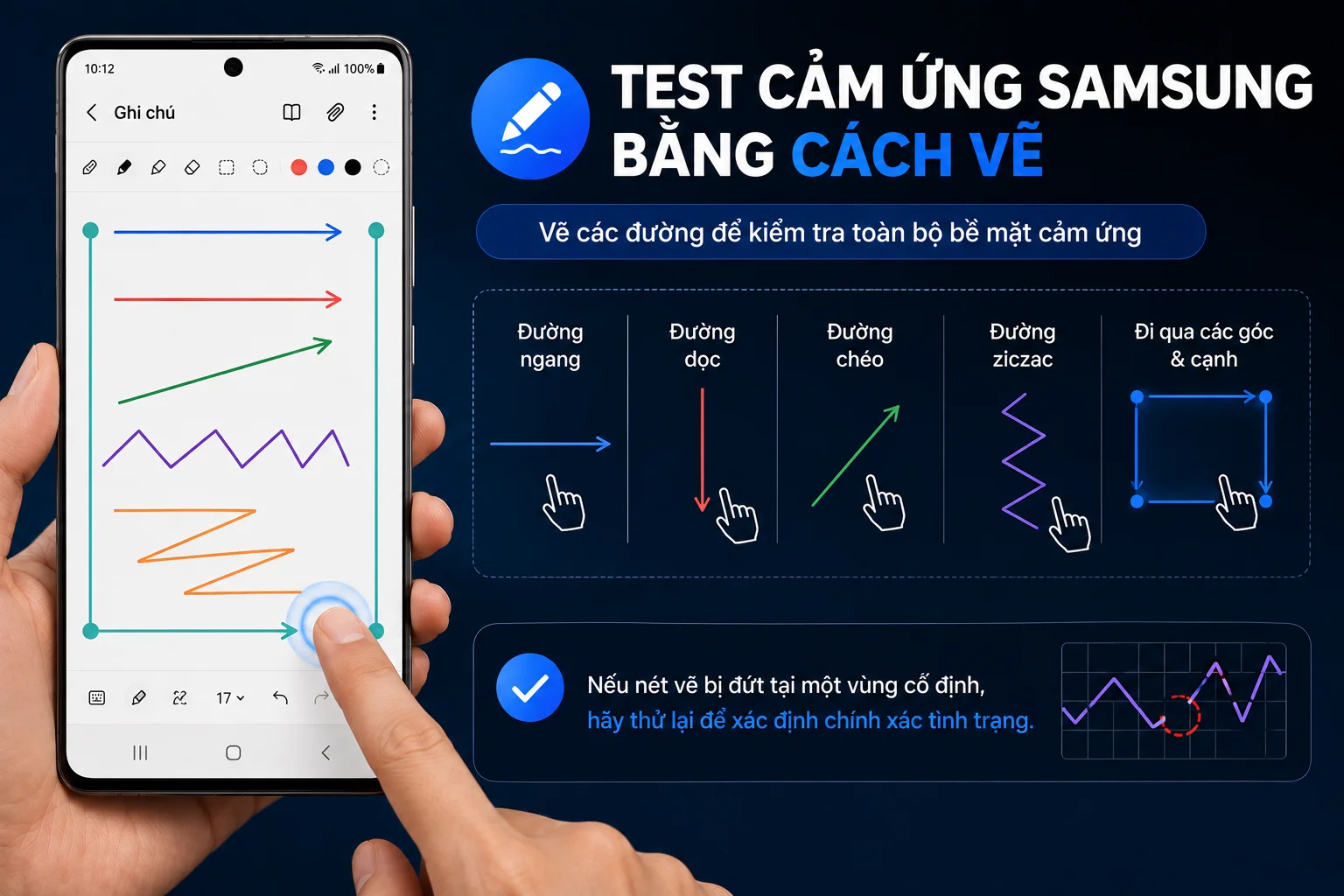 Test cảm ứng điện thạo Samsung bằng cách vẽ