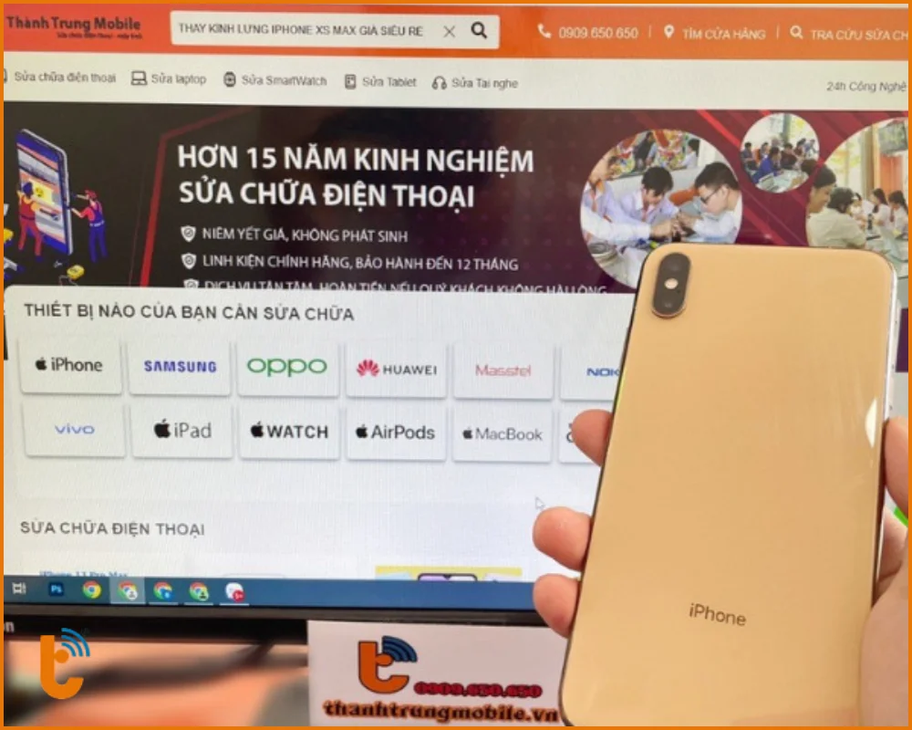 iPhone Xs sau khi đã thay kính lưng mới