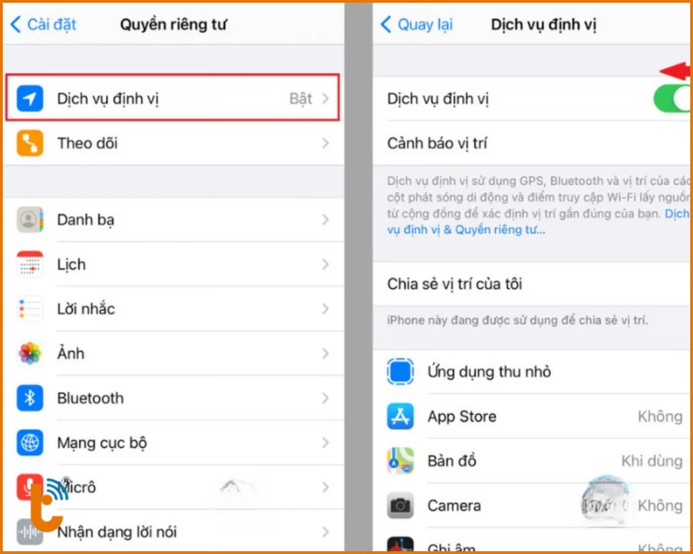 Tắt dịch vụ định vị GPS trên iPhone