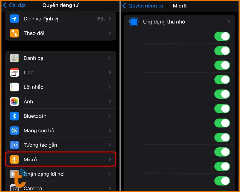 Đặt lại quyền truy cập Micro cho ứng dụng chụp ảnh