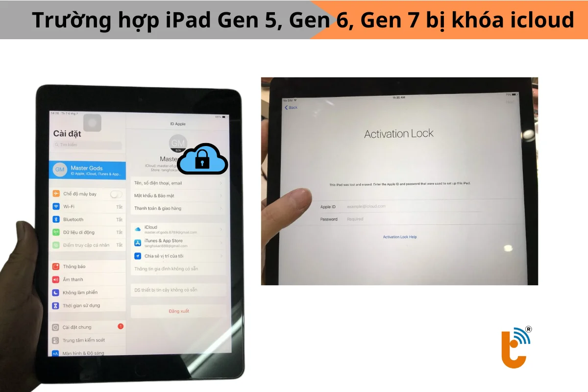 iPad gen 5 bị khóa iCloud