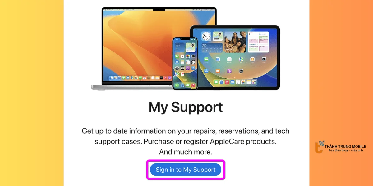 Bấm chọn Sign in My Support.