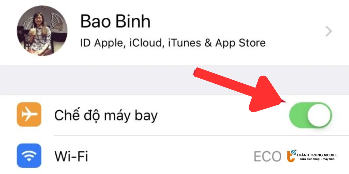  Bật chế độ máy bay