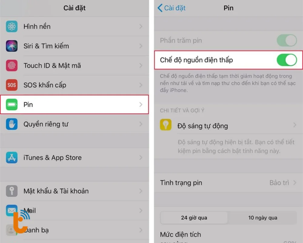 Bật Chế độ nguồn điện thấp để hạn chế hoạt động nền và tiết kiệm năng lượng