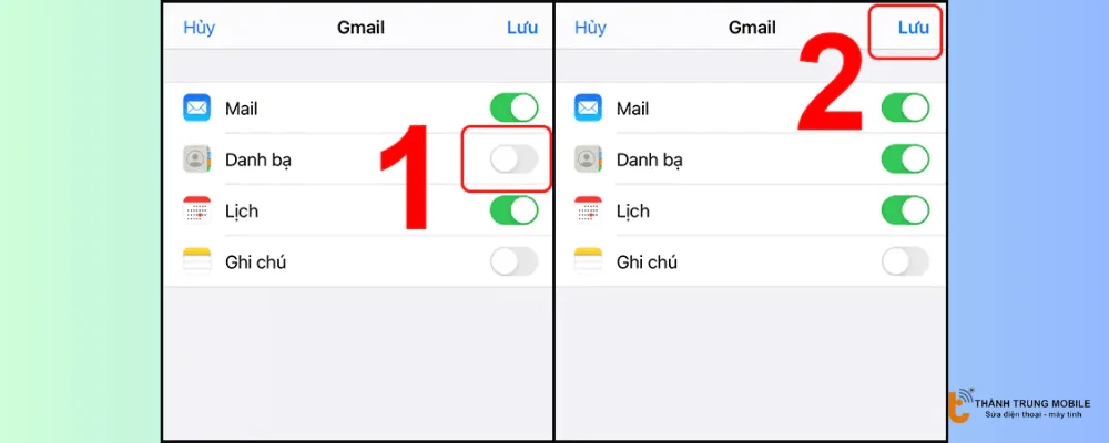 Bật công tắc Danh bạ
