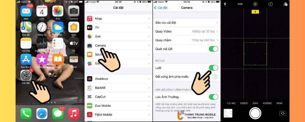  Bật lưới camera iPhone