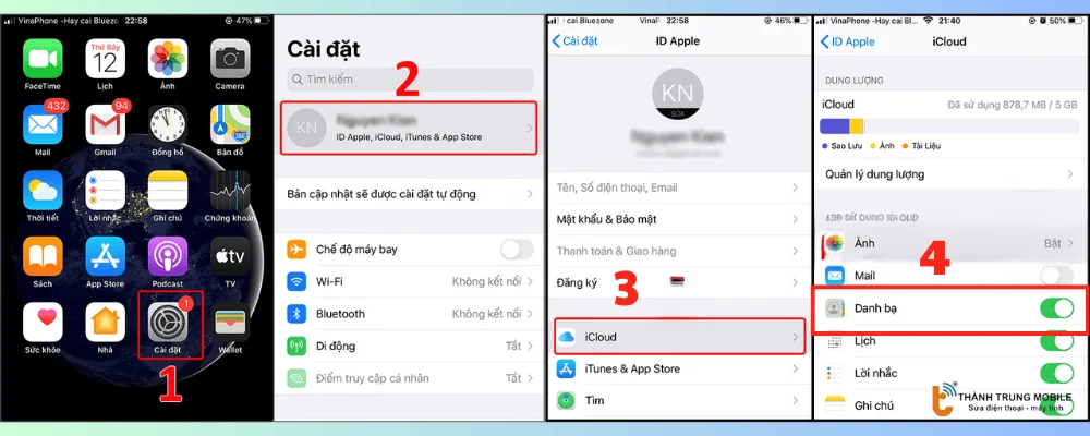 Bật sao lưu danh bạ lên iCloud