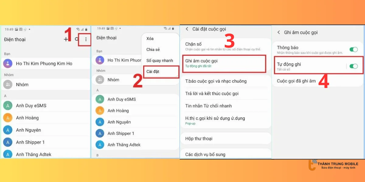 Bật tính năng tự động ghi âm cuộc gọi trên Samsung