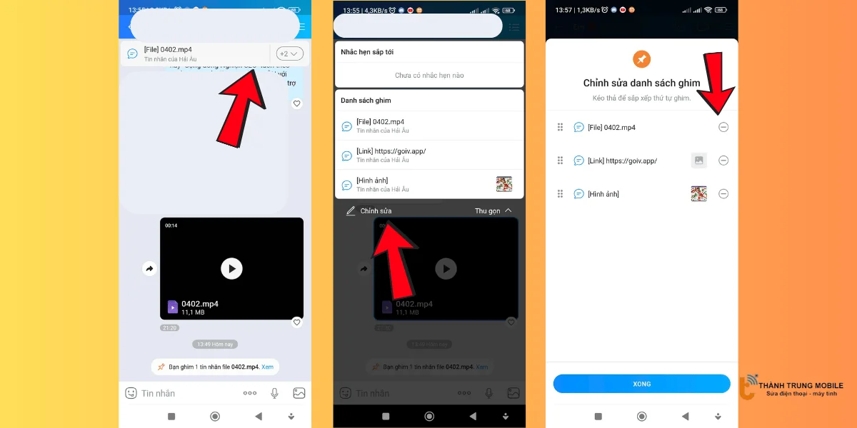 Bỏ ghim tin nhắn Zalo trên điện thoại
