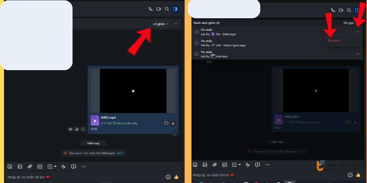 Bỏ ghim tin nhắn Zalo trên máy tính