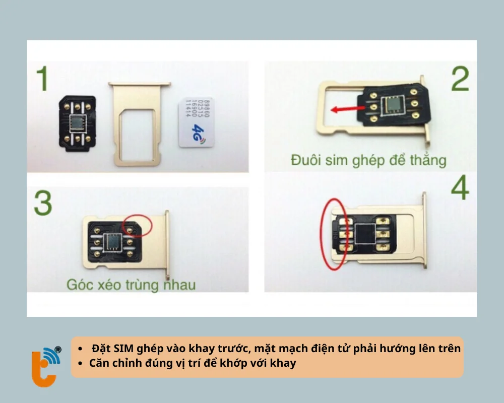 Đặt SIM ghép vào khay