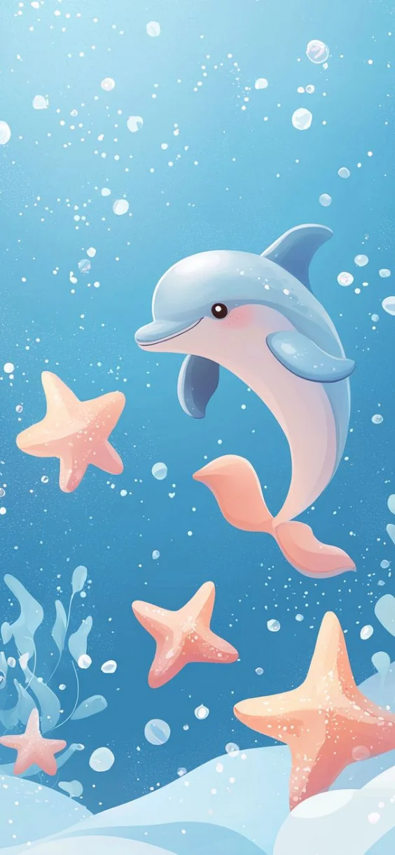 Hình nền cá heo và sao biển cute