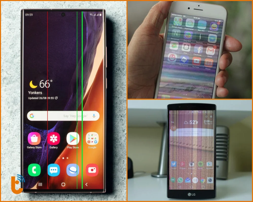 Các biểu hiện lỗi sọc màn hình điện thoại do cổ cáp