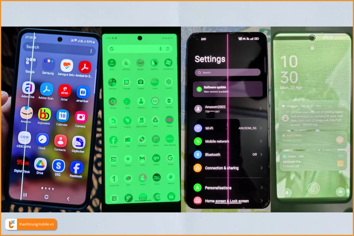 Các biểu hiện lỗi sọc màn hình điện thoại do cổ cáp