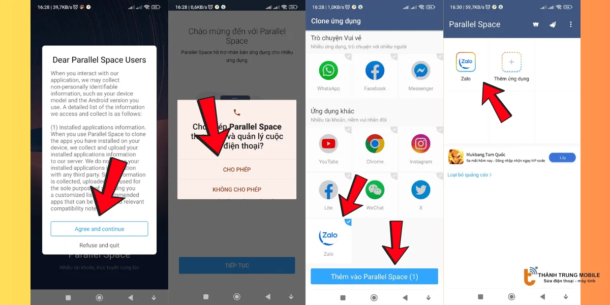 Các bước tạo 2 tài khoản Zalo trên Oppo với Parallel Space