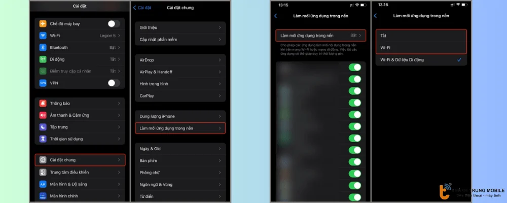Cách bật/tắt tính năng làm mới ứng dụng trong nền trên iPhone