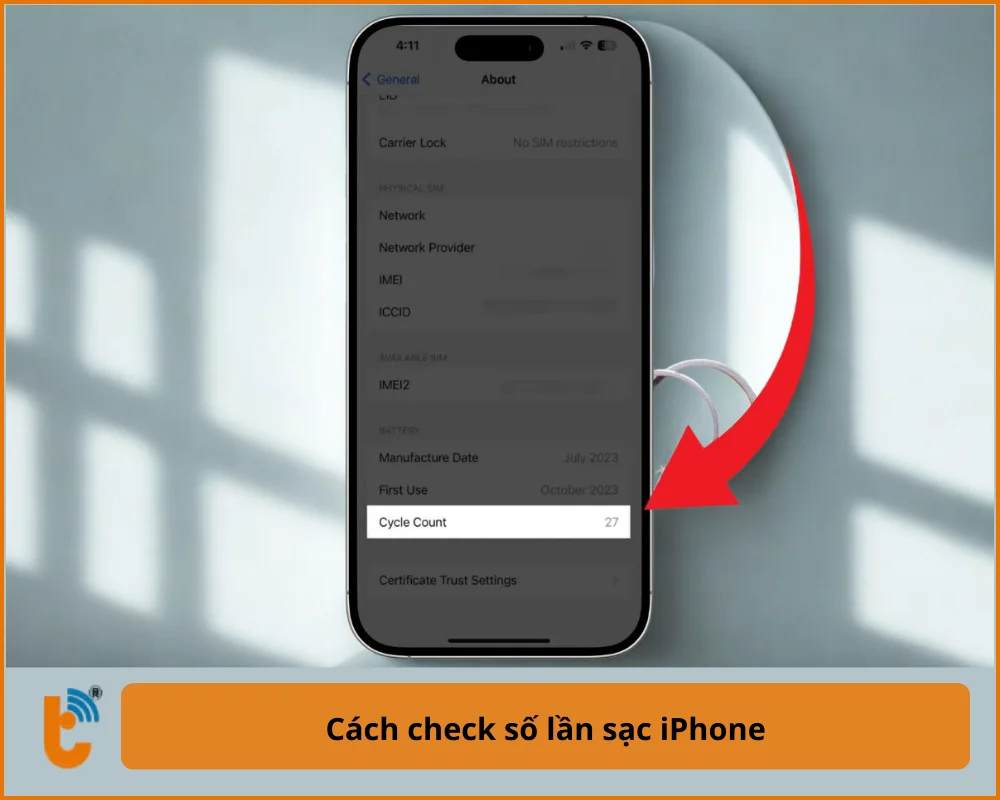 Cách check số lần sạc iPhone