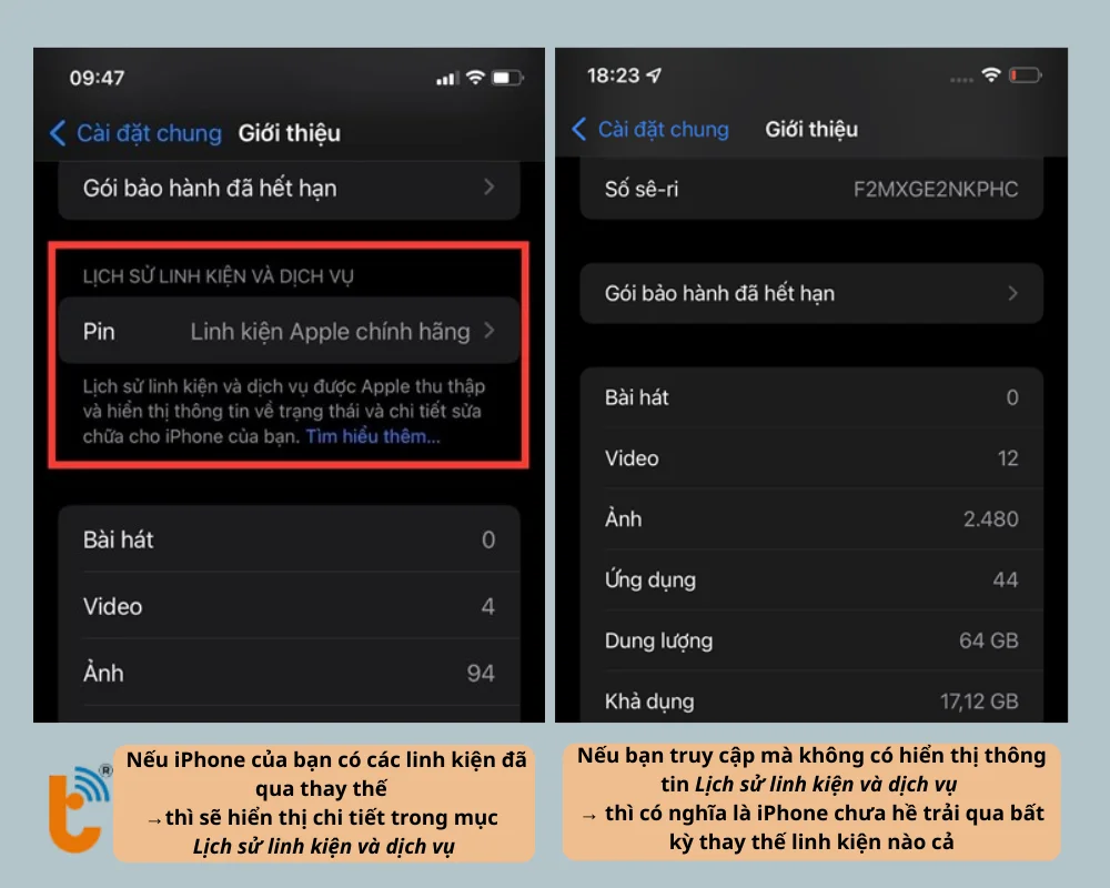 Cách đọc kết quả để biết đã từng thay pin iPhone chưa? hay còn Zin