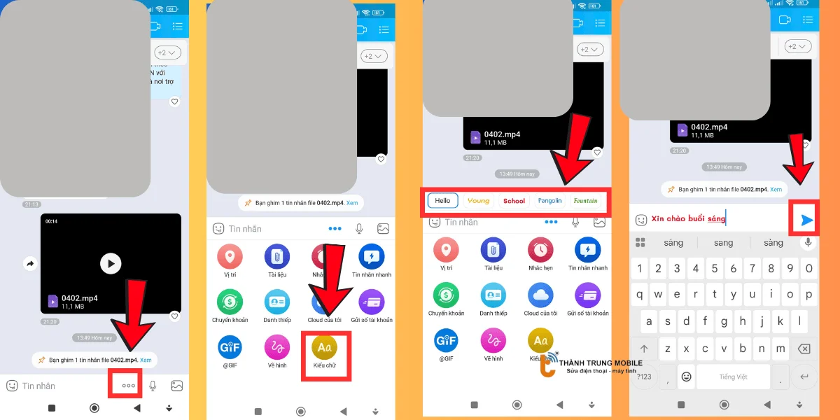 Cách đổi font chữ khi nhắn tin trên Zalo điện thoại