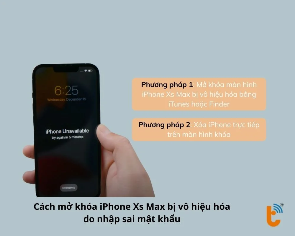 mở khóa màn hình iPhone Xs Max bị vô hiệu hóa