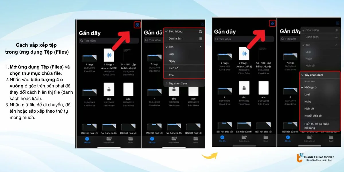 Cách sắp xếp tệp trong ứng dụng Tệp (Files)