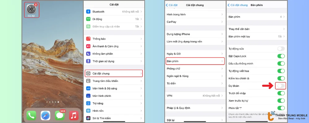 Cách tắt tiên đoán trên iPhone