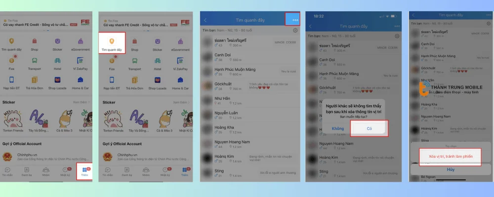 Cách tắt tính năng Tìm quanh đây Zalo