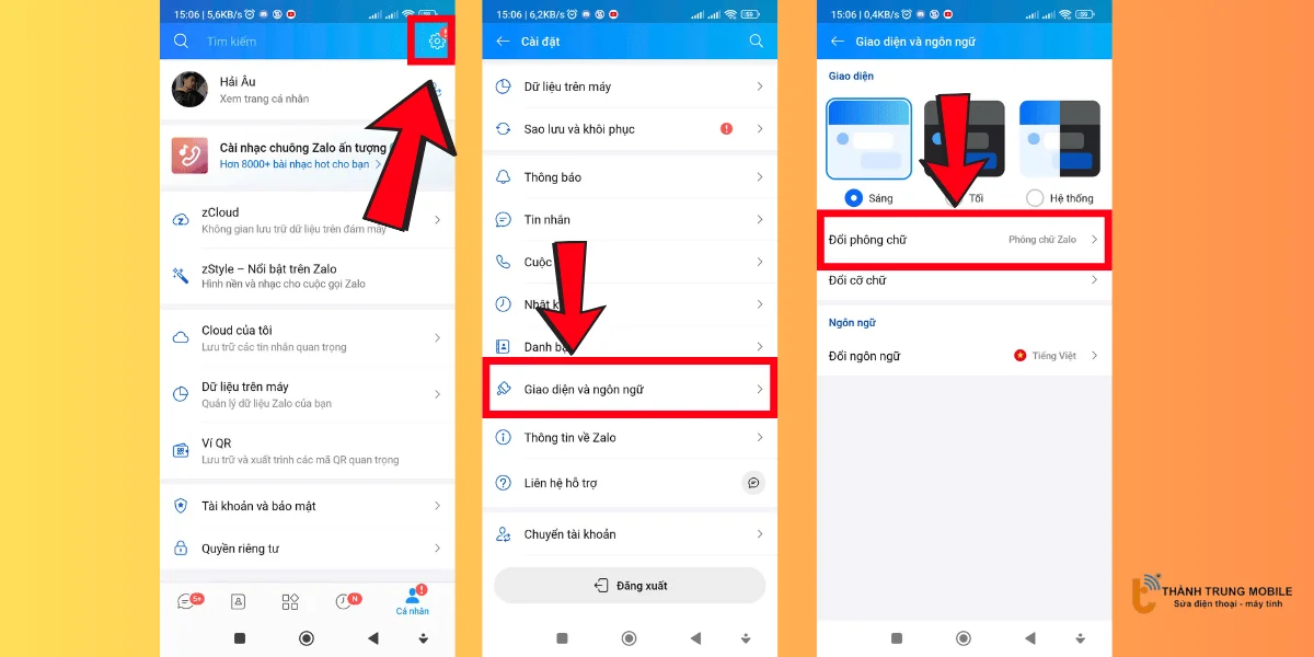 Cách thay font chữ của giao diện Zalo