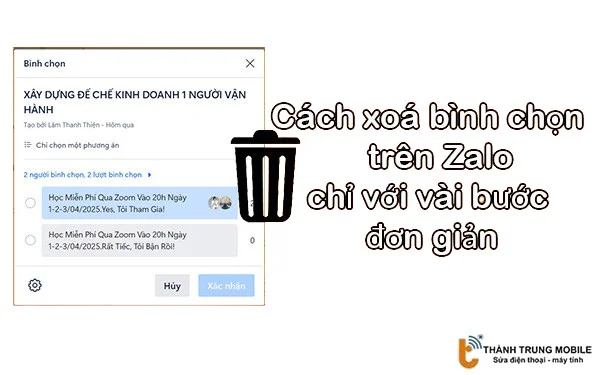 cách xoá bình chọn trên Zalo