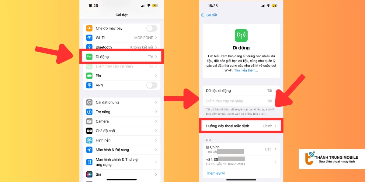 Đặt SIM mặc định cho gọi & nhắn tin