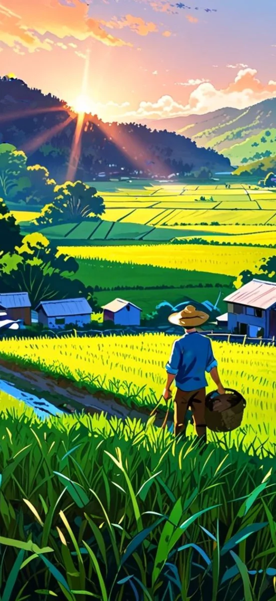 Cánh đồng và làng quê yên bình 4