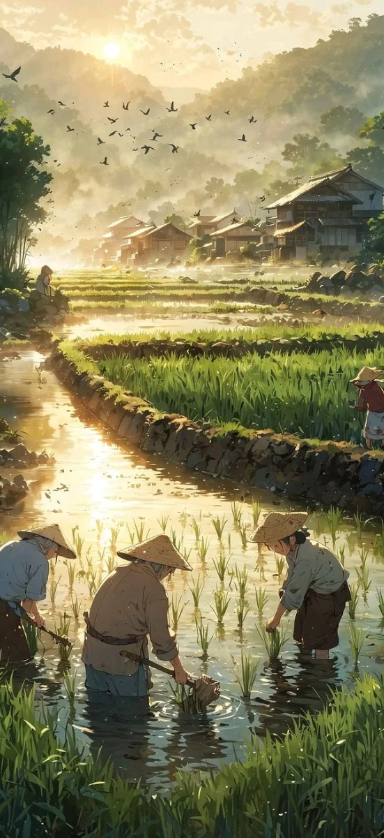 Cánh đồng và làng quê yên bình 6