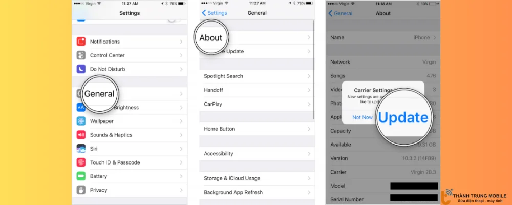 Cập nhật cài đặt nhà mạng 