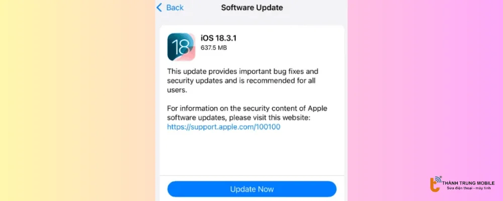 Cập nhật hệ điều hành iOS