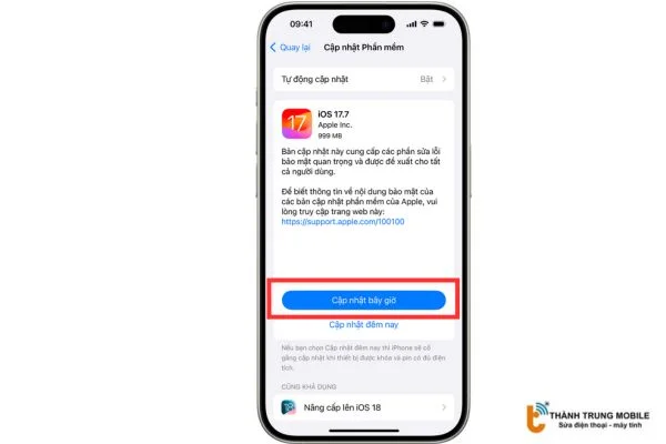 Cách cập nhật hệ điều hành trên iPhone