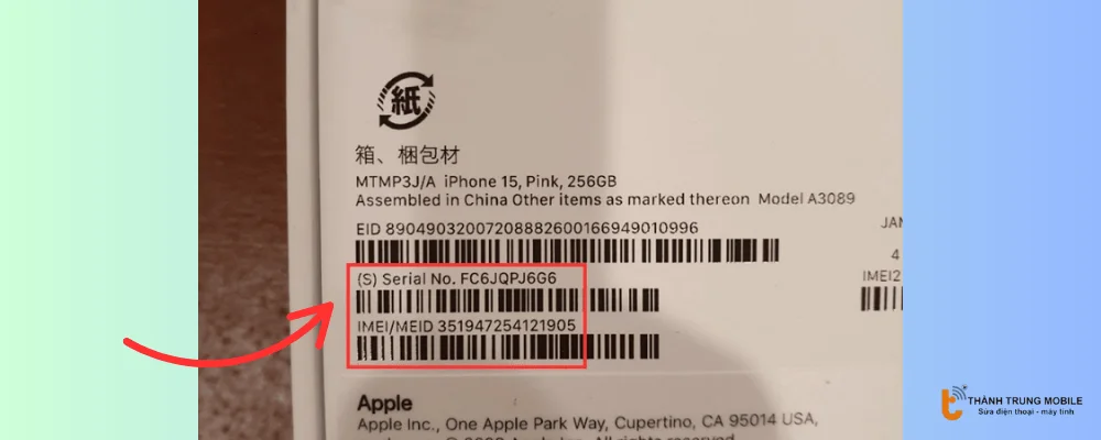 Check số seri iPhone trên bao bì