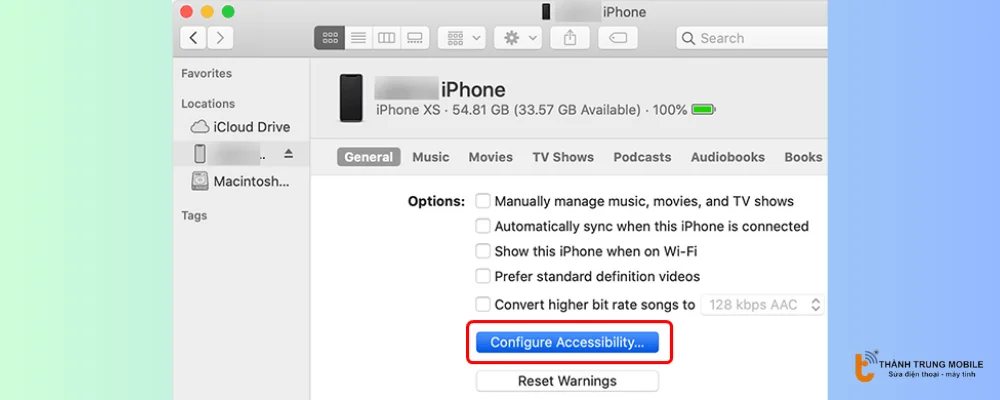 Chọn Cấu hình Trợ năng 