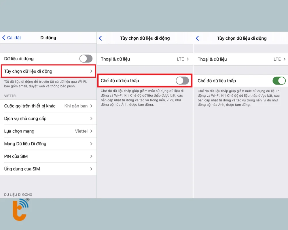 Chọn Chế độ dữ liệu thấp để hạn chế hoạt động nền khi không tải file lớn