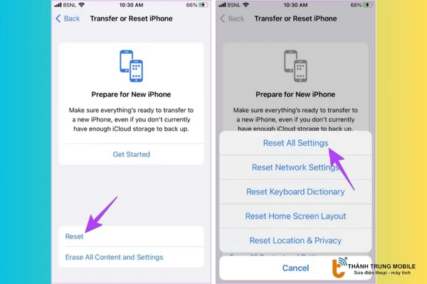 Chọn đặt lại tất cả