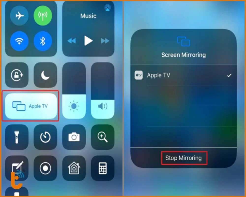 Chọn Dừng phản chiếu khi muốn dừng kết nối với tivi