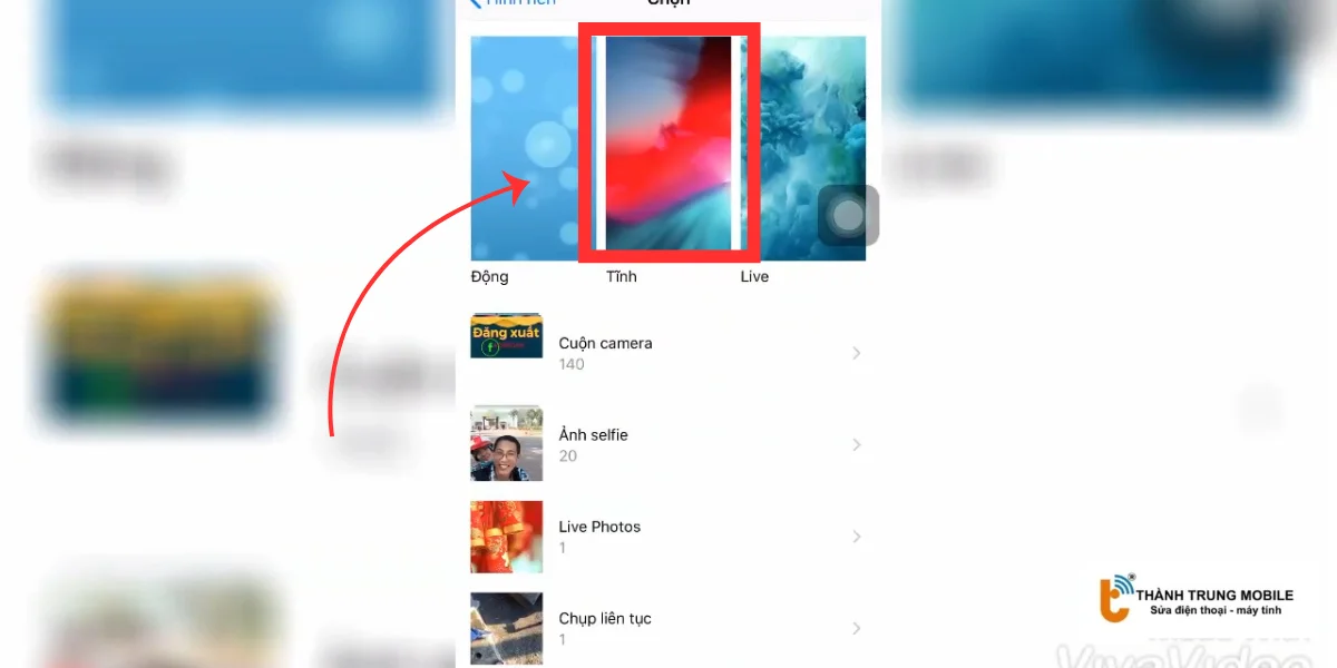 Chọn hình nền tĩnh 