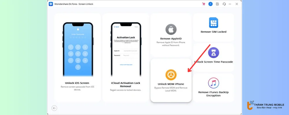 Chọn Mở khóa MDM iPhone.