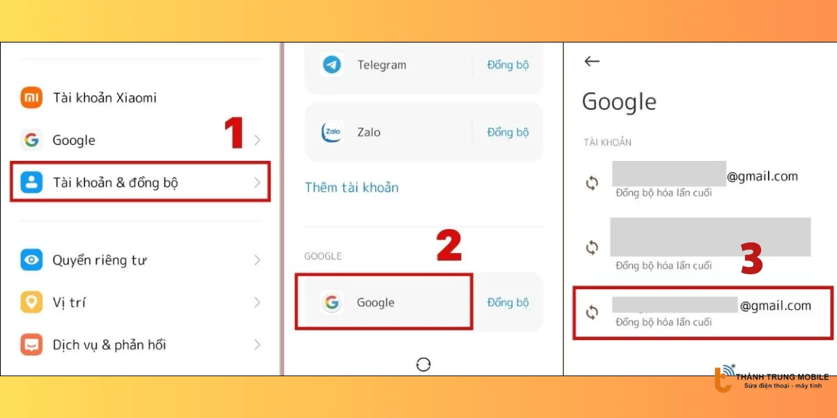 Chọn tài khoản Gmail muốn xóa